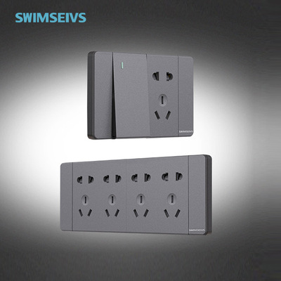 廠家牆壁開關插座118暗裝灰色四位二十孔家用全套金色白色齊全