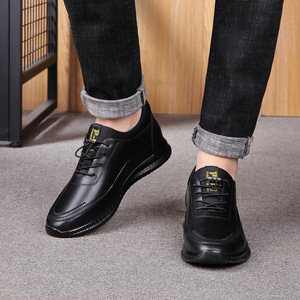秋季新款黑色增高6cm低帮休闲懒人鞋男增高8cm乐福鞋男百搭皮鞋男