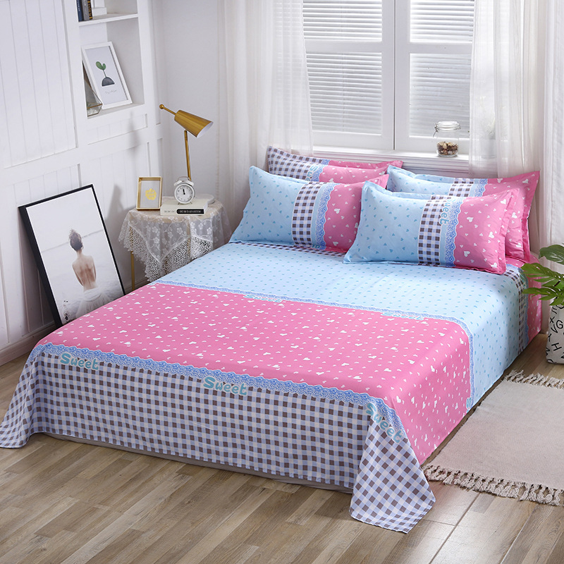 蘆荟棉活性印花床單枕套床上用品1.2米/1.5米/1.8米床單三件套