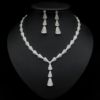 Zirconium for bride, chain, accessory, necklace and earrings, set