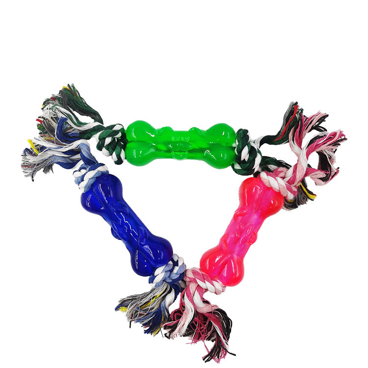 Suministro directo de fábrica TPR cuerda para mascotas perro de juguete cuerda de molienda nudo hueso perro de juguete perro entrenamiento perro Limpieza de dientes cuerda de mordida