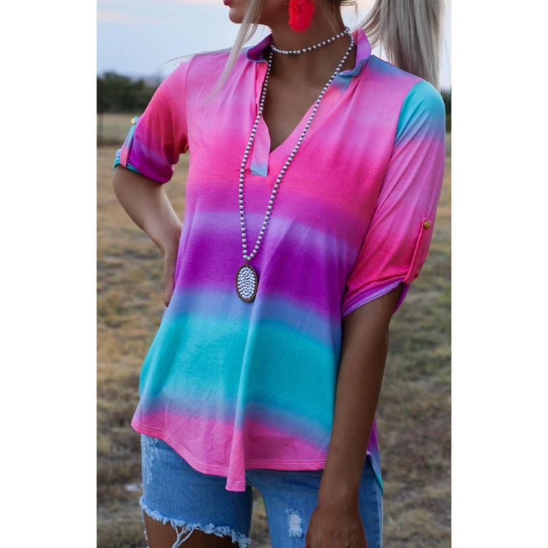 tie-dye printing short-sleeved loose casual T-shirt NSZH28678