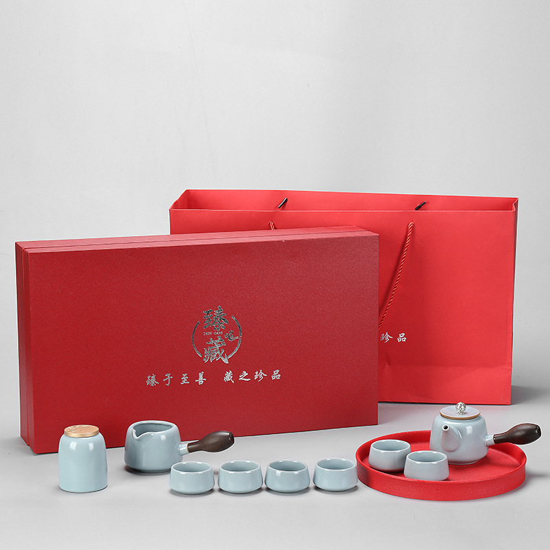 스타일 6: Ru Kiln 사이드 익스프레스 선물 상자 세트 (중국 레드 박스)