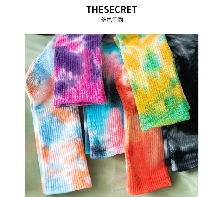 Tie-dye Socks Street Trend High-top Socks Cotton Socks Basketball Men Socks Skateboard Color Socks Wholesale Nihaojewelry display picture 11