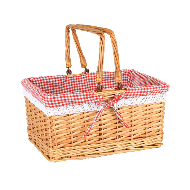 Cesta de almacenamiento directo de fábrica cocina cesta de almacenamiento de verduras cesta portátil cesta rectangular cesta de almacenamiento de ratán