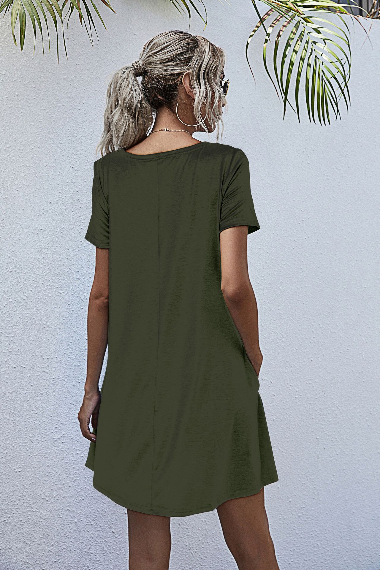 Women Clothing Summer Short Sleeve Pocket Dress 6 Women Clothing Summer Short Sleeve Pocket Dress