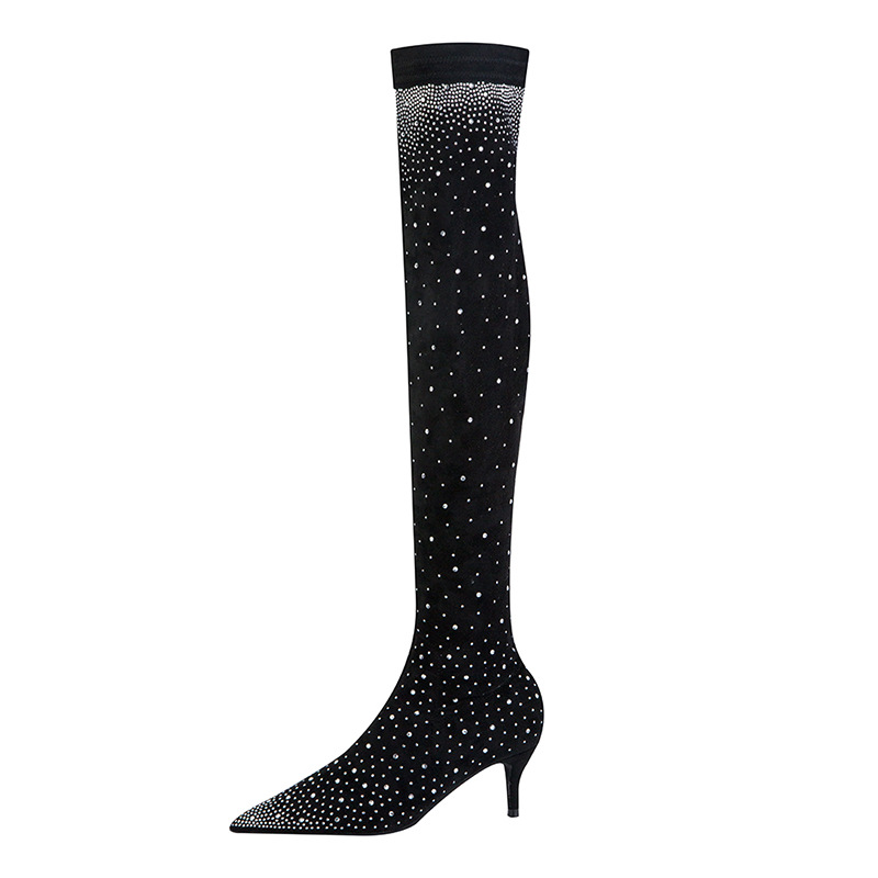 183-2 in Europe and the contracted winter with suede boots fine with high point show thin and sexy velvet knee-high boots