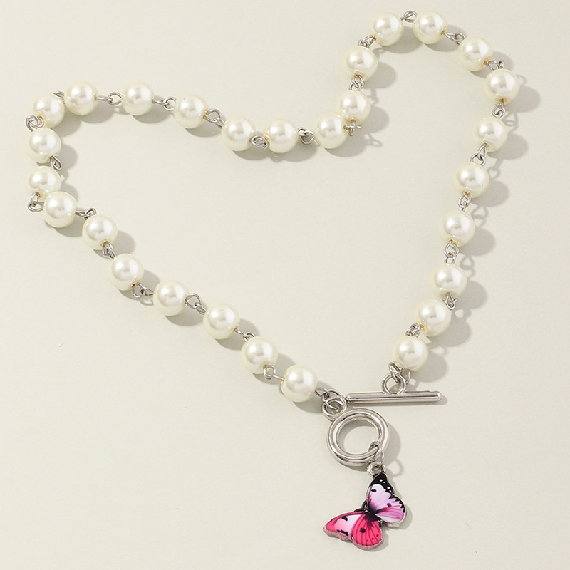 Fashion Jewelry Simple Metal Chain  Pearl Butterfly Necklace Wholesale Nihaojewelry display picture 6