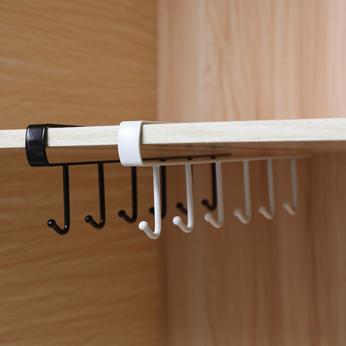 Multifunctional kitchen wrought iron traceless nail-free hooks, cabinet storage racks, multifunctional wardrobe row hooks and organizer racks