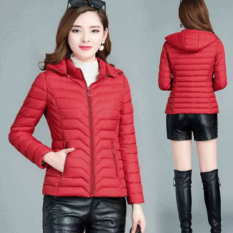 Chaqueta corta de algodón con capucha para mujer — ligera, cálida, ideal otoño/invierno, estilo mamá, suministro mayorista image 8
