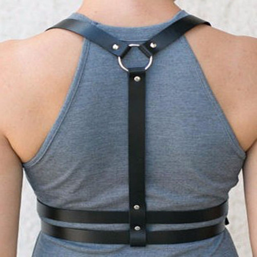 Double-layer leather belt restraint strap suspender