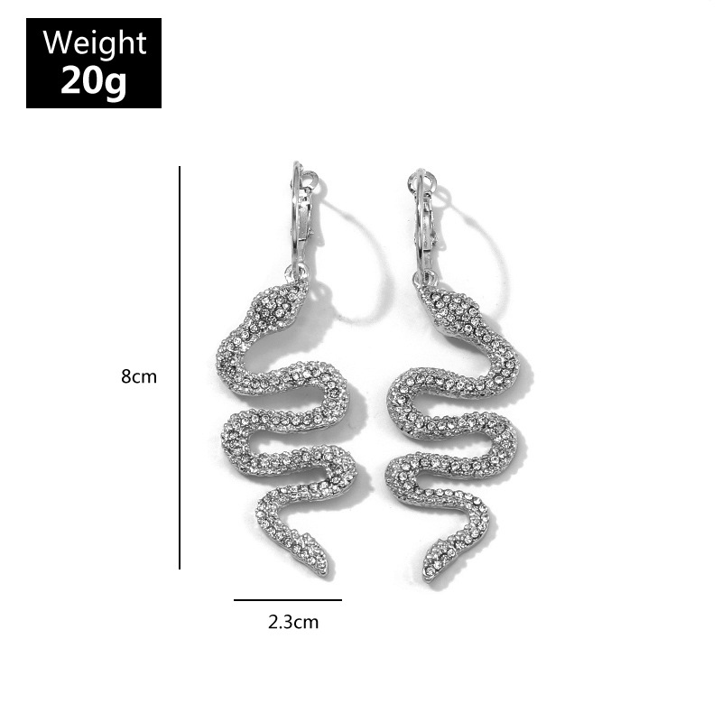 Fashion Jewelry Exaggerated Fashion Metal Diamond Snake Element Earrings Personality Wild Metal Earrings Wholesale Nihaojewelry display picture 18