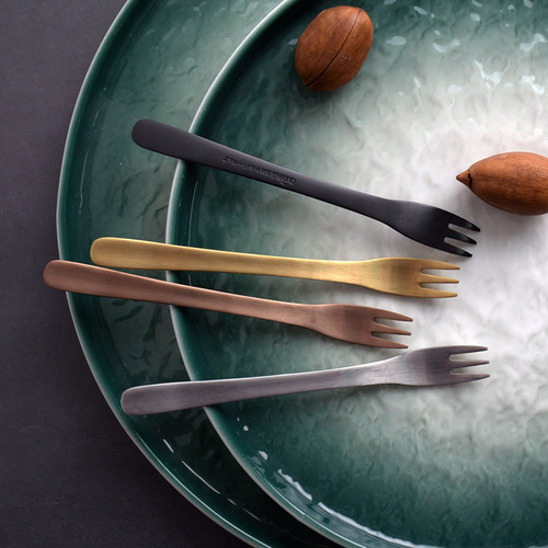 Originated from willow leaf shape design 304 stainless steel three-tooth cake fork dessert fork children's small fork mooncake fruit fork