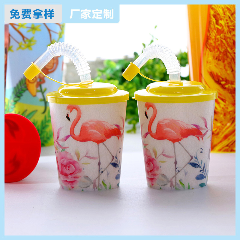 厂家销售广告礼品塑料水杯 单层PP塑料杯 带盖咖啡杯饮料杯