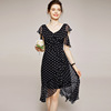 Elegant temperament women’s silk V-neck irregular dress