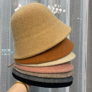 Female autumn winter wool knitting fisherman hat han edition tide female Japanese hat without makeup bucket hat basin hat