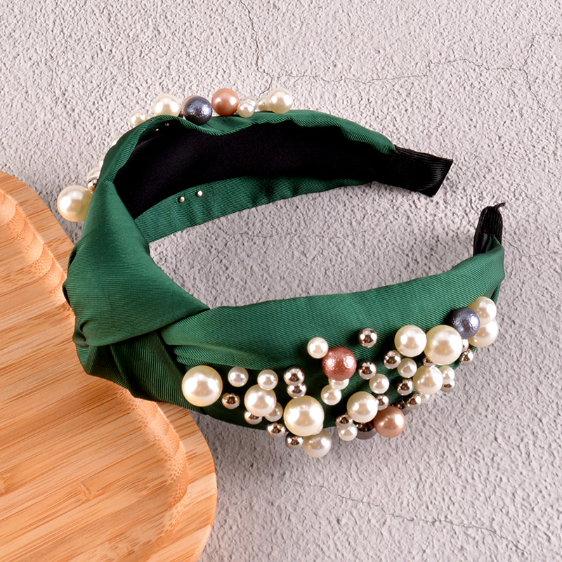 Fashion Pearl Knotted Solid Color Headband display picture 6