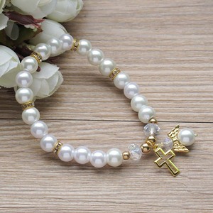 10pcs Hollow Cross Angel Accessory Bracelet Elastic Bracelet Religious Baptism Jewelry