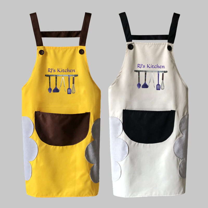 Delantal de impresión de logotipo impreso trabajo camarero moda coreana femenina cocina limpieza borrable delantal de mano