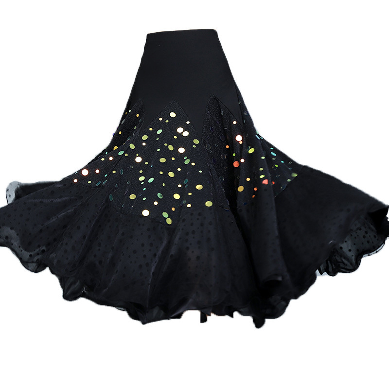 Black with sequined Modern ballroom dance skirts for women girls modern