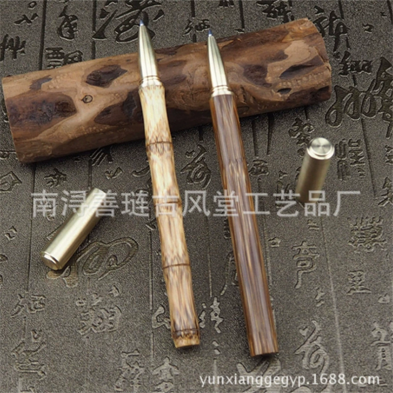 Древний стиль зал Золотой бамбуковый знак ручка имитация бамбукового стержня гелевая ручка латунная инкрустация творческая Студенческая ручка для письма прямые поставки