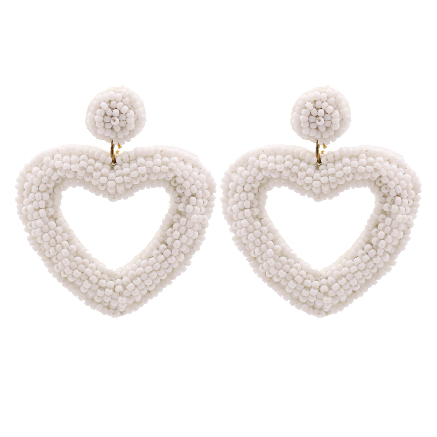 Fashion Meter Bead Heart-shaped Retro Exaggerated  Women's Alloy Earrings display picture 5