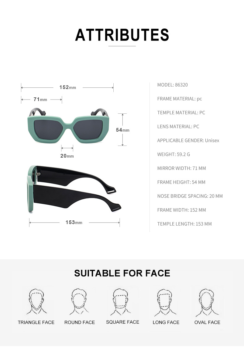 70g Weight Full Frame Glasses Structure Sunglasses Classification PC, UV400 Protection Lens Material Square Glasses Style Street Occasion Geometric Pattern Women'S Gender IG Style Style IG Style Geometric PC UV400 Protection Square Full Frame Women's Sunglasses 无