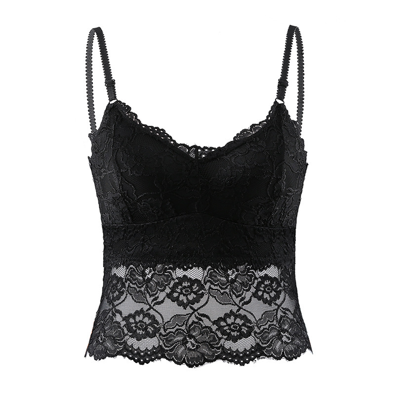 Belleza back sexy LACE camisola de las mujeres delgadas interior y exterior desgaste pecho más tamaño bottoming chaleco