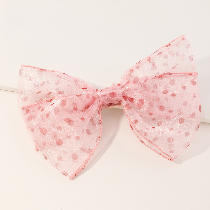 New Style Multicolor Spotted Mesh Ribbon Hairpin Bow All-match Style Hairpin Top Clip Wholesale display picture 5