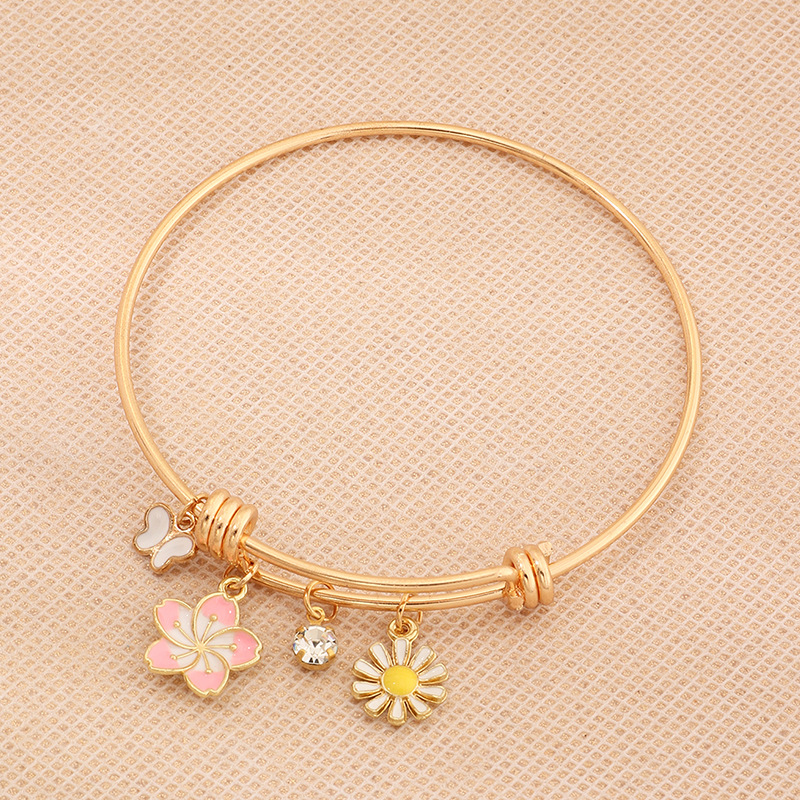 fashion jewelry new small fresh oil drop butterfly flower bracelet simple circle bracelet wholesale 