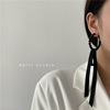 Black hair band, long crystal, earrings, city style, South Korea, internet celebrity