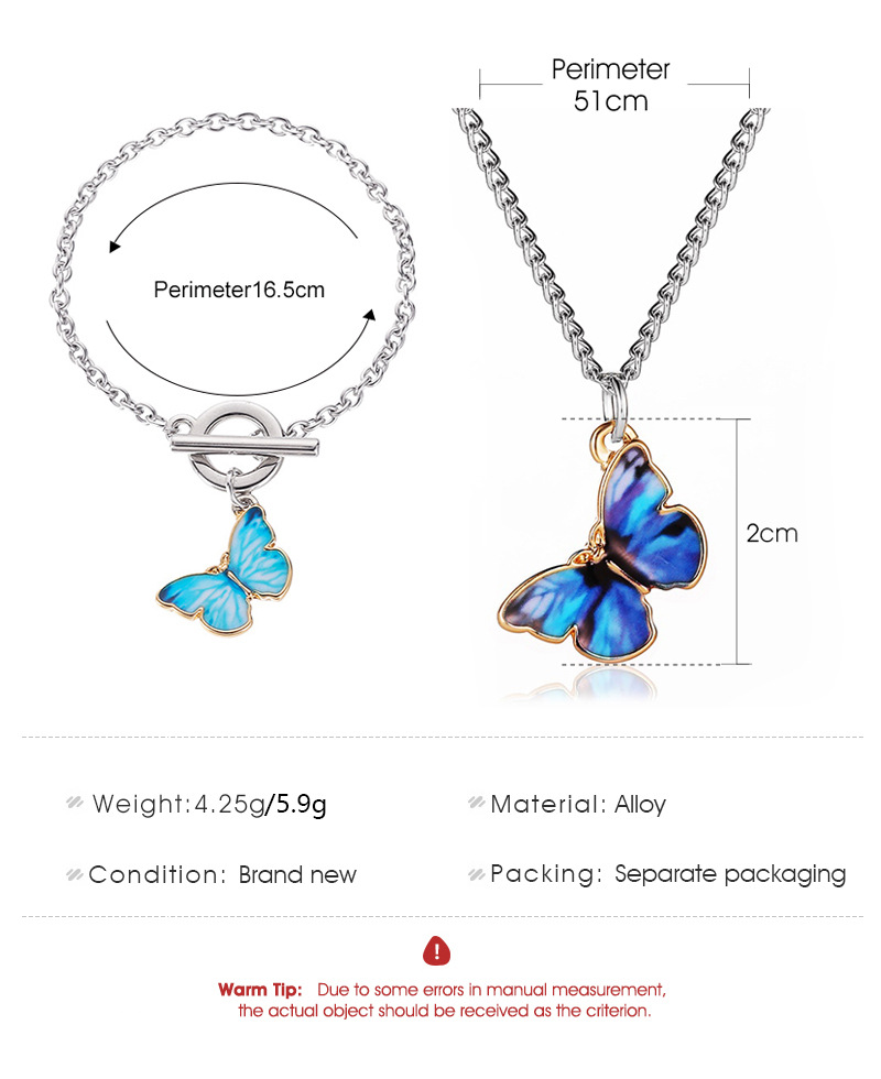 Summer new product gradient butterfly necklace couple clavicle chain butterfly bracelet wholesale