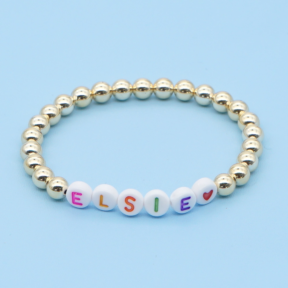 Fashiongold-plated Color-preserving Gold Beads Stacked Beaded Color Letter Bracelet display picture 4
