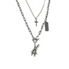 Brand multilayer necklace hip-hop style, fashionable movable rabbit suitable for men and women