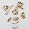 Golden metal brand crab pin, hairgrip, South Korean goods, hairpins, hair accessory, internet celebrity