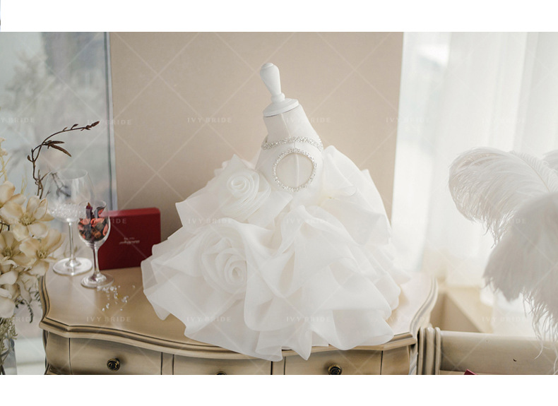 106059819@qq.com Baby's First Dress Princess Gown 2026 New Style For Girls, Birthday Dress, White Stylish Fluffy Tulle_voghion.com