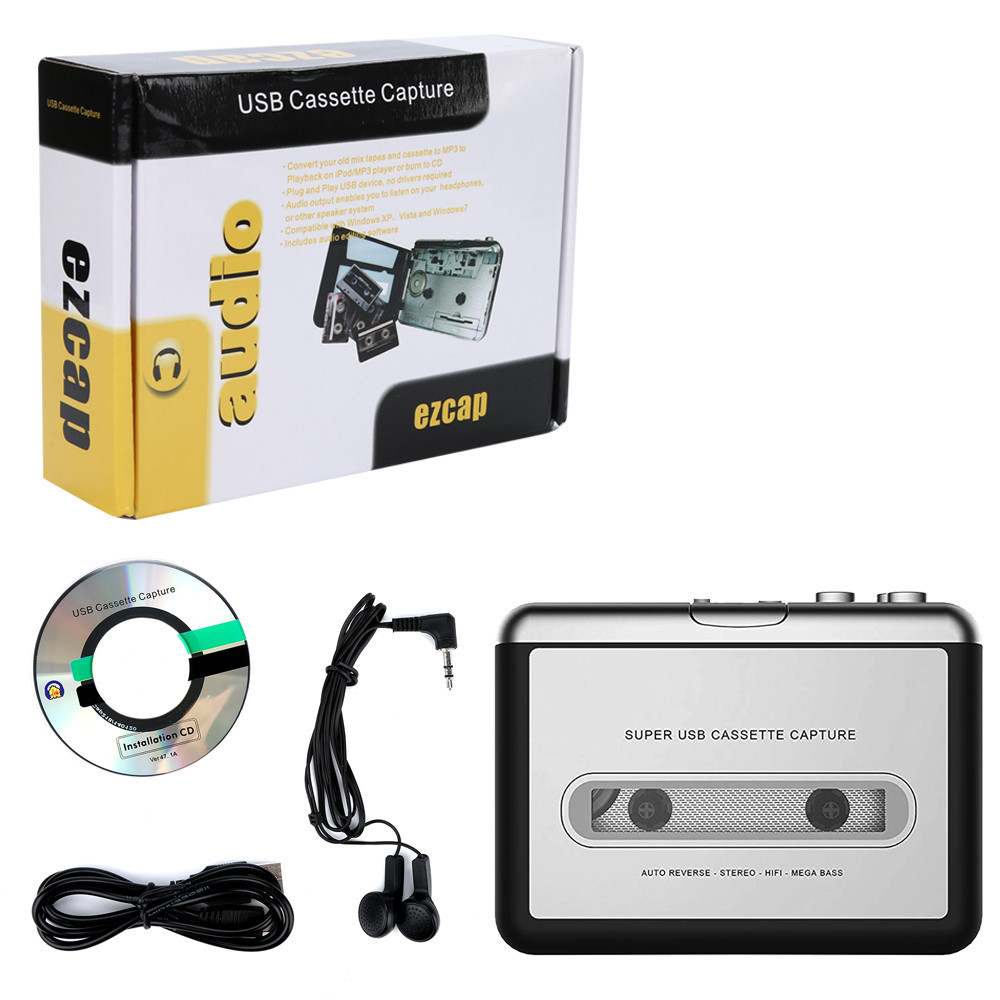 USB Tape Box, Small Cassette Box, Student iPod MP3 Player to Listen to Music, Cartridge Machine, Portable