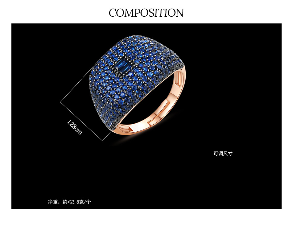 Fashion Hip-hop Brass Inlaid Zirconium Open Ring display picture 1