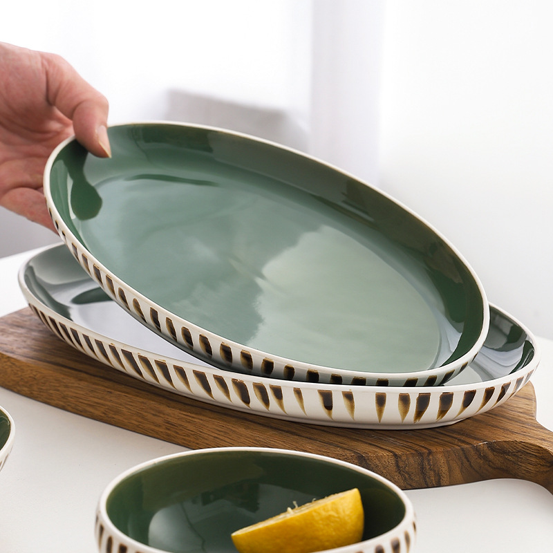 INS nórdico creativo tazón de cerámica y combinación de platos desayuno doméstico tazón de arroz tazón de fideos tazón de sopa Hotel plato occidental traje