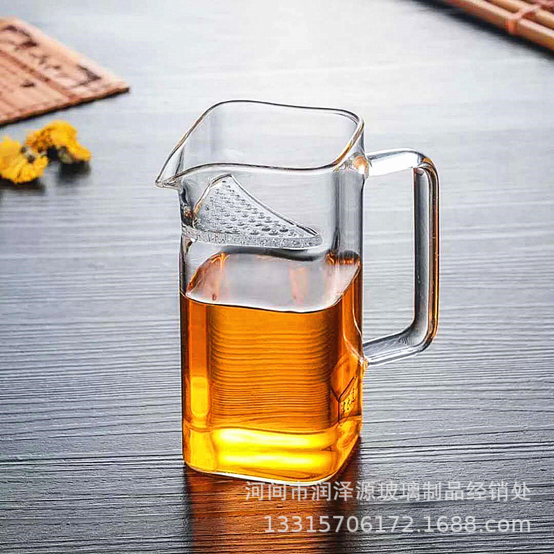 玻璃茶具茶海带过滤绿茶杯分茶器高硼硅 月牙公杯加厚 玻璃公道杯