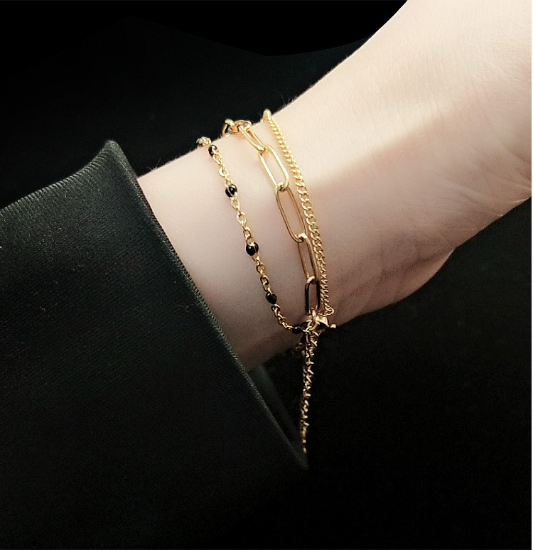 Three-layer Cross Bracelet Titanium Steel Three Layers Of Real Gold No Allergy Wholesale Nihaojewelry display picture 4