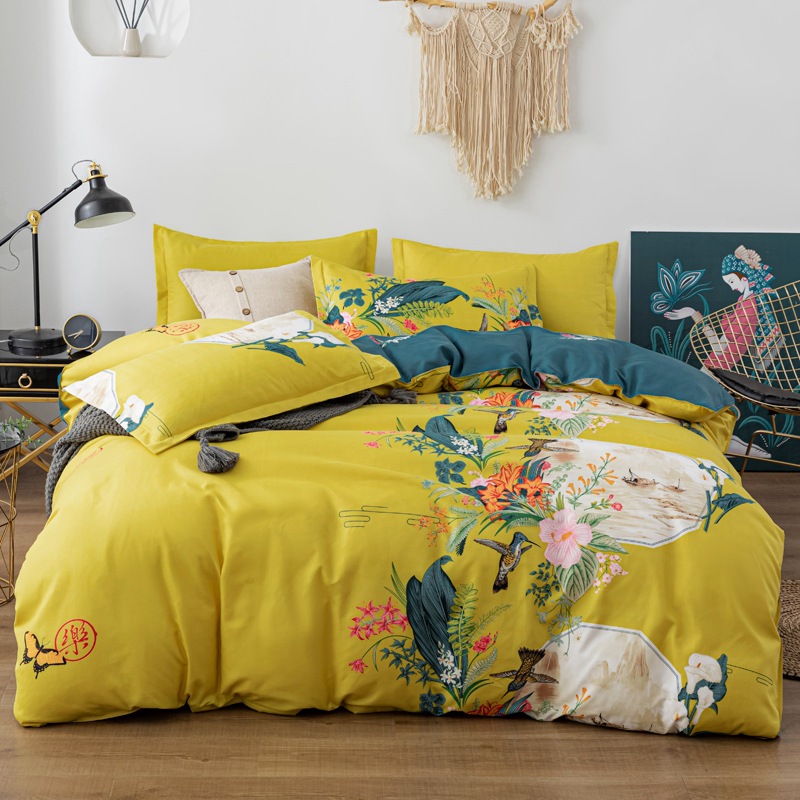 网红款植物羊绒长绒棉四件套活性磨毛学生宿舍三件套卡通床上用品