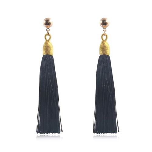 2pairs Vintage bohemian ethnic style gold wire pull ring tassel earrings hand-woven earrings