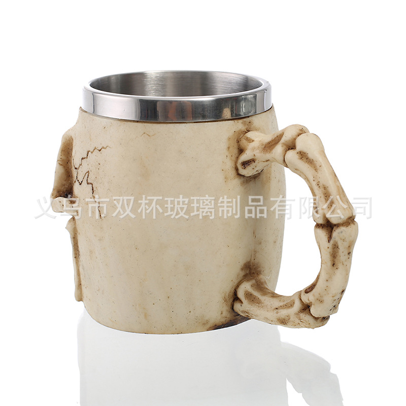 Suministro directo de fábrica resina creativa cráneo de acero inoxidable taza 3D 3D creativo taza de café de comercio exterior