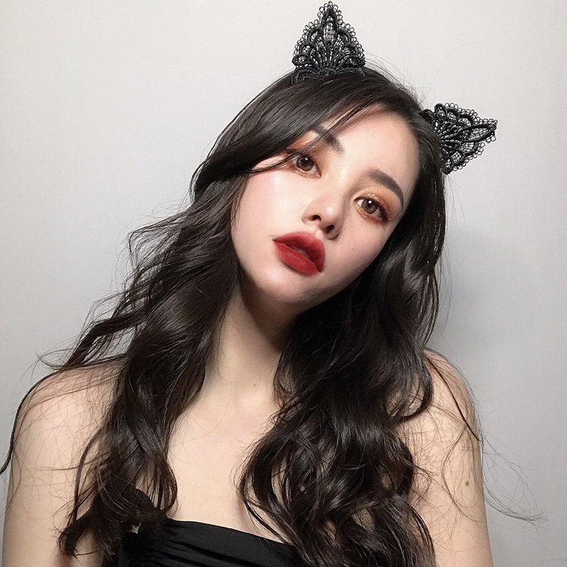 90g Weight Hair Band Hair Accessories Type 1 Piece Quantity Christmas, Daily, Party Occasion Lace Material Cat, Cat Ears Pattern Women'S Gender Cute, Retro Style Handmade, Handmade Craft Cute Retro Women'S Cat Cat Ears Lace Handmade Hair Band 11