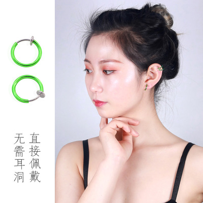 Factory wholesale 11mm Hanging ring Spring Ear clip No pierced ears Ear bones diy Pendant Earrings parts