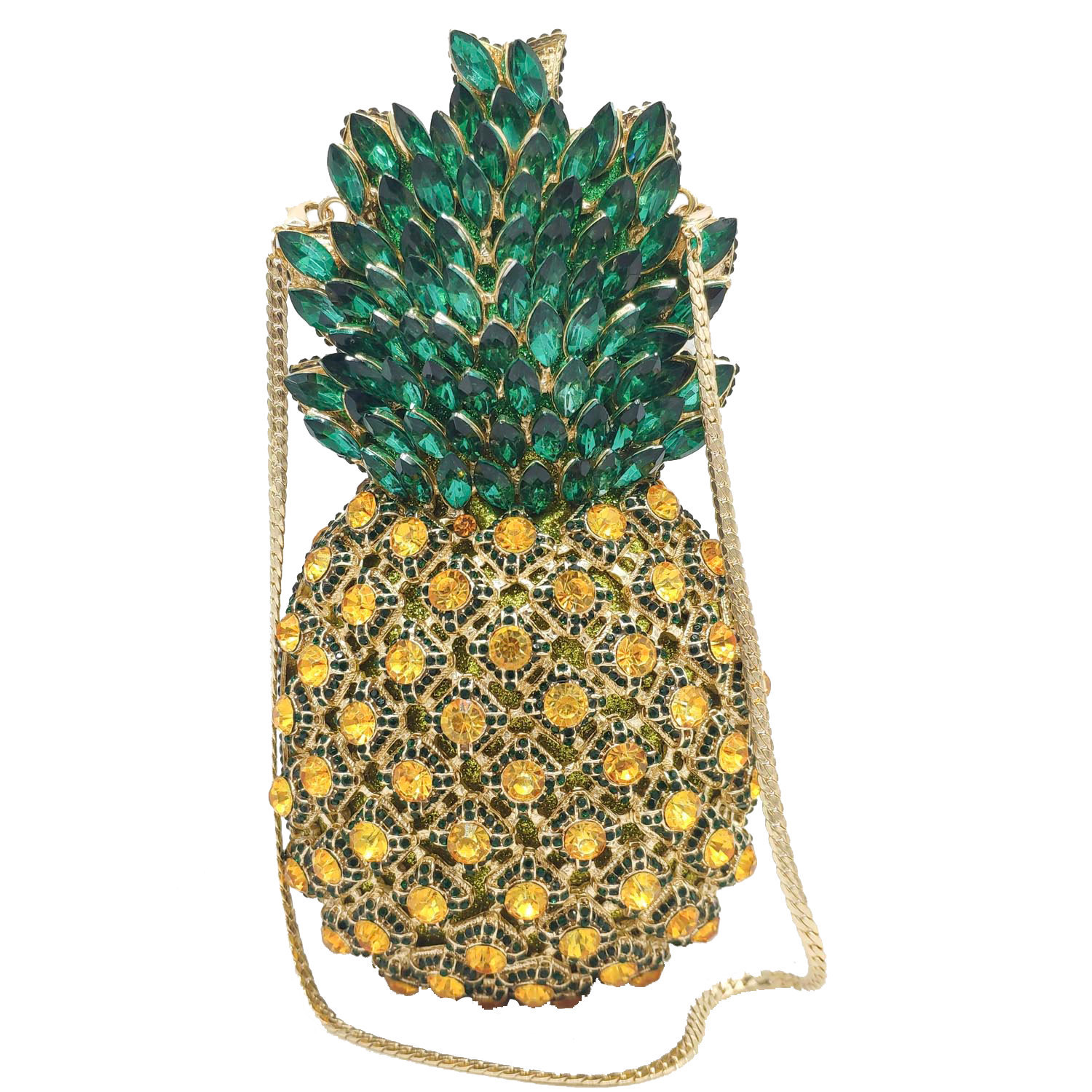 Fgg Evening Bag European And American Metal Diamond Evening Bag Pineapple Rhinestone Banquet Clutch Evening Party Bag display picture 1