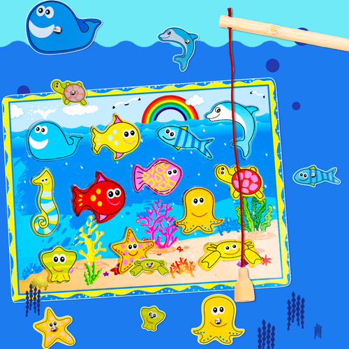 Multifunctional three-dimensional puzzle building blocks for babies, threading and beads, children's magnetic fishing educational toys, wholesale from manufacturers