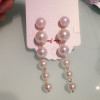 Universal earrings from pearl, fashionable accessory, European style, simple and elegant design