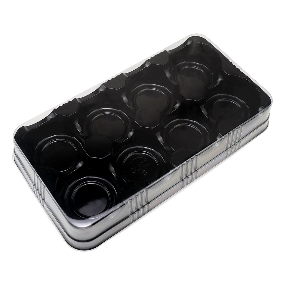 Caja de embalaje de pastel de luna, 8 cápsulas de pastel de luna, pastel de frijoles verdes, caja de plástico transparente, horneado, caja de embalaje desechable, punto occidental